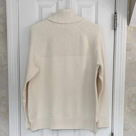 L.L. Bean Off-White Cotton Blend Knit Turtleneck Tunic Sweater. EUC - Picture 6 of 7